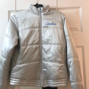 Silver Nike UNC Tarheels women’s puffer jacket